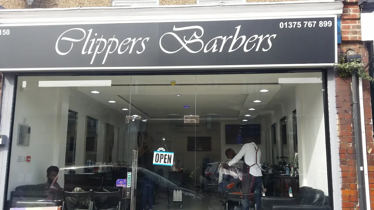 Clippers Barbers shop front on London Road, Grays